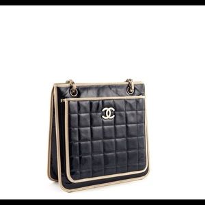 Authentic Chanel Navy Quilted Shoulder Bag
